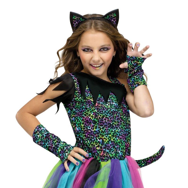 Fun World Wild Cat Rainbow Animal Child Halloween Costume, Black / Blue / Pink, Medium - Image 3